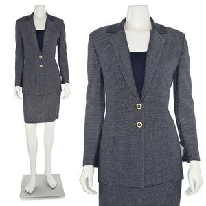 St. John Collection 2Pc Striped Jacket & Skirt Suit in Navy/White sz 2/4
